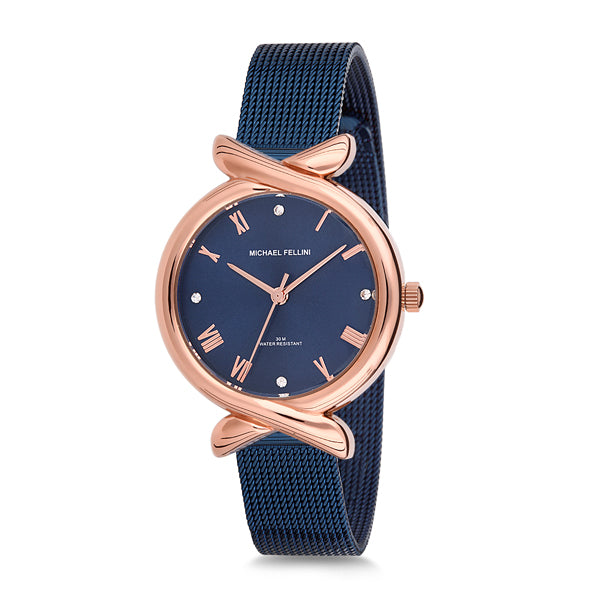 Michael Fellini Blue Mesh Bracelet Blue Dial Quartz Watch for Ladies - MF2136-5