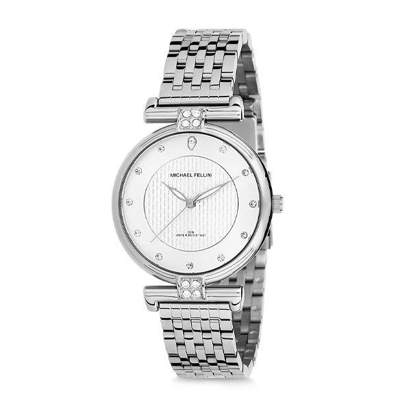 Michael Fellini Silver Stainless Steel Silver Dial Quartz Watch for Ladies - MF2139-1
