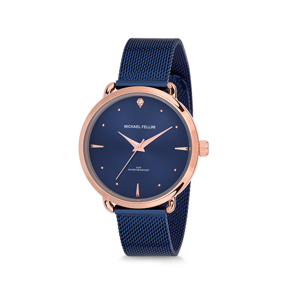 Michael Fellini Blue Mesh Bracelet Blue Dial Quartz Watch for Ladies - MF2141-5