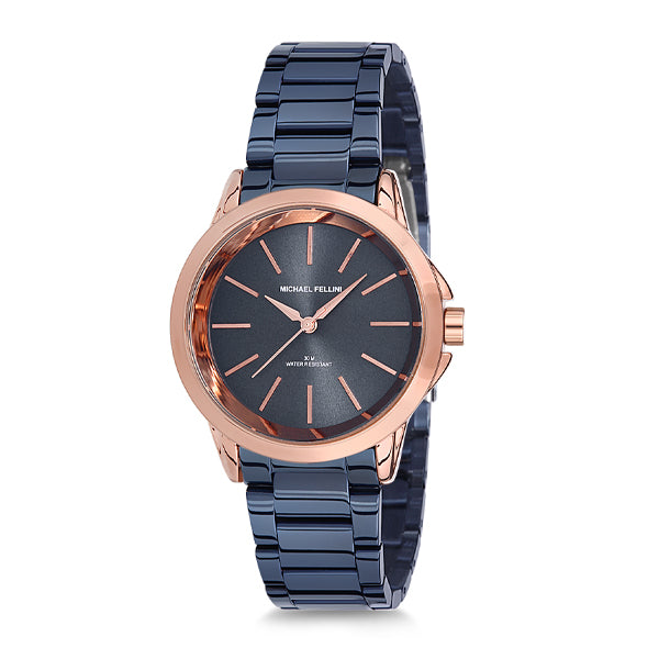 Michael Fellini Blue Stainless Steel Blue Dial Quartz Watch for Ladies - MF2142-4