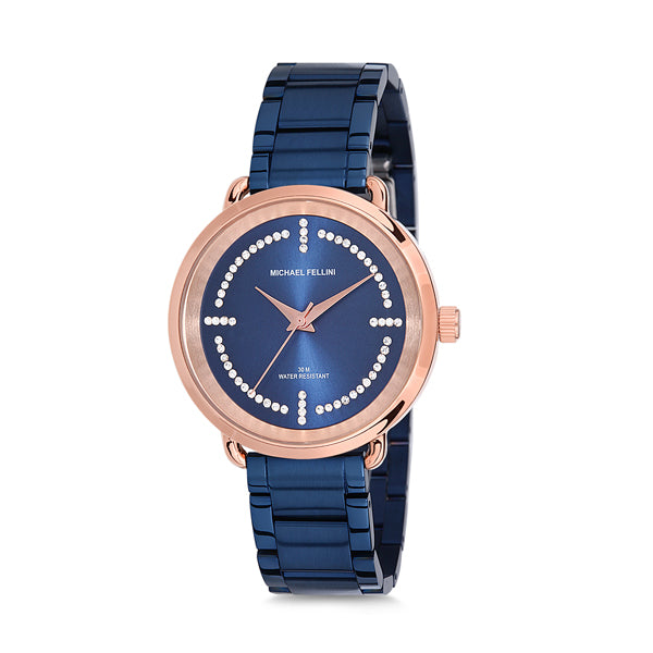 Michael Fellini Blue Stainless Steel Blue Dial Quartz Watch for Ladies - MF2143-4