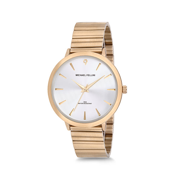 Michael Fellini Gold Stainless Steel Silver Dial Quartz Watch for Ladies - MF2145-2