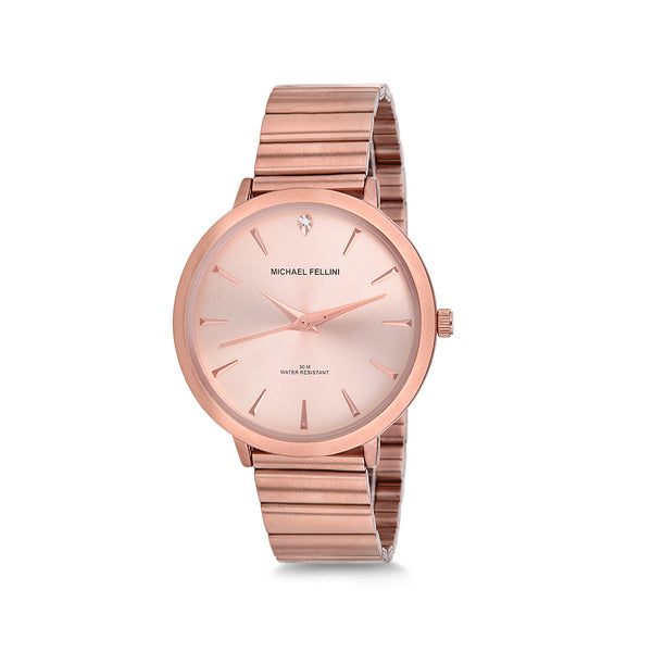 Michael Fellini Rose Gold Stainless Steel Rose Gold Dial Quartz Watch for Ladies - MF2145-3
