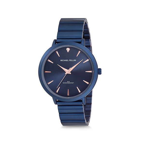 Michael Fellini Blue Stainless Steel Blue Dial Quartz Watch for Ladies - MF2145-6