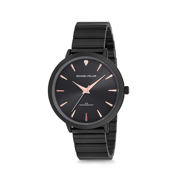 Michael Fellini Black Stainless Steel Black Dial Quartz Watch for Ladies - MF2145-8