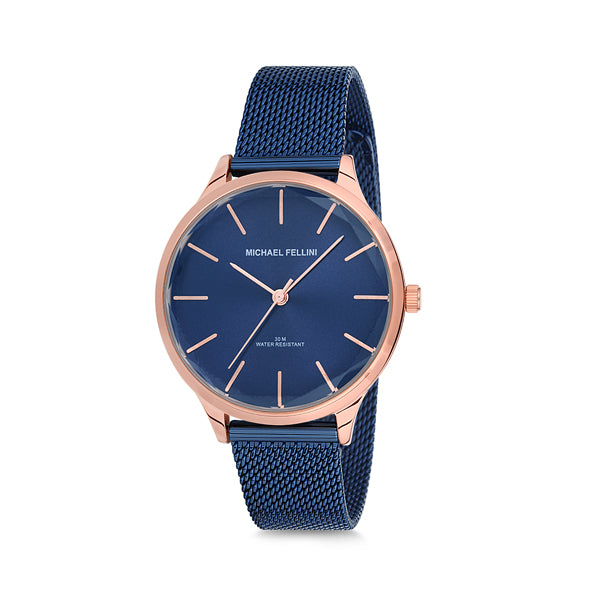 Michael Fellini Blue Mesh Bracelet Blue Dial Quartz Watch for Ladies - MF2146-5