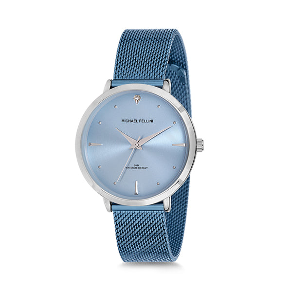 Michael Fellini Blue Mesh Bracelet Blue Dial Quartz Watch for Ladies - MF2147-2