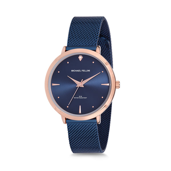 Michael Fellini Blue Mesh Bracelet Blue Dial Quartz Watch for Ladies - MF2147-5