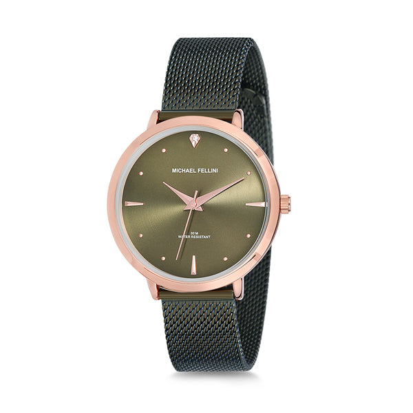 Michael Fellini Green Mesh Bracelet Green Dial Quartz Watch for Ladies - MF2147-7