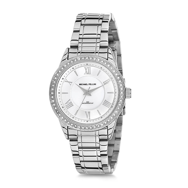 Michael Fellini Silver Stainless Steel Silver Dial Quartz Watch for Ladies - MF2150-1