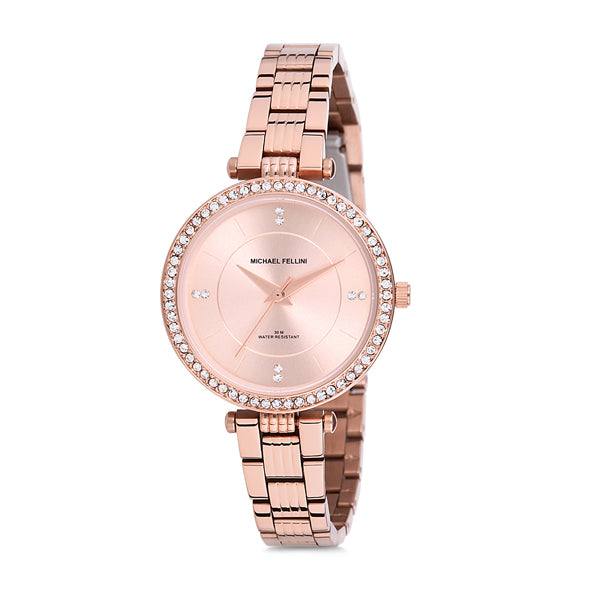 Michael Fellini Rose Gold Stainless Steel Rose Gold Dial Quartz Watch for Ladies - MF2162-4