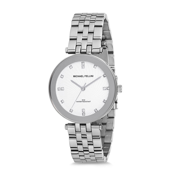 Michael Fellini Silver Stainless Steel Silver Dial Quartz Watch for Ladies - MF2165-1