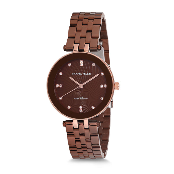 Michael Fellini Brown Stainless Steel Brown Dial Quartz Watch for Ladies - MF2165-5