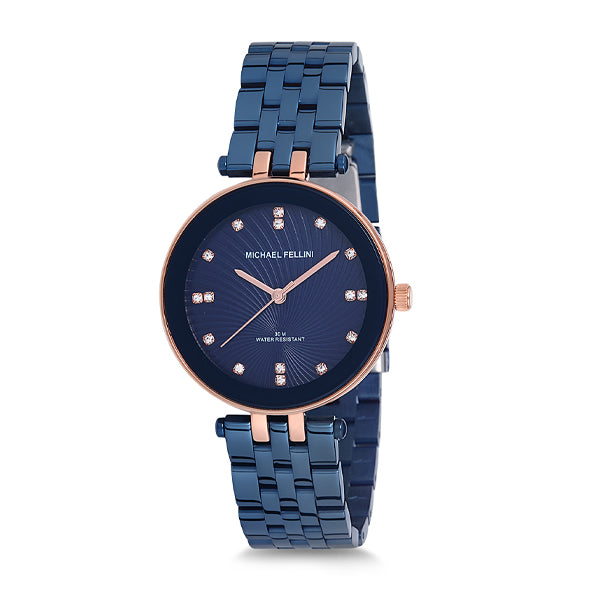 Michael Fellini Blue Stainless Steel Blue Dial Quartz Watch for Ladies - MF2165-7