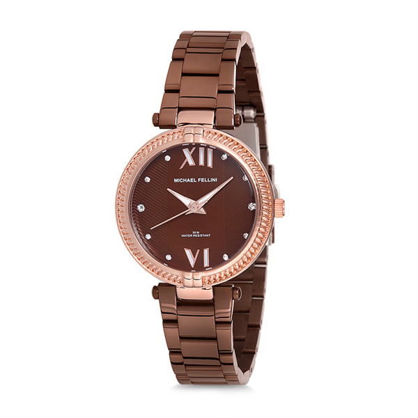 Michael Fellini Brown Stainless Steel Brown Dial Quartz Watch for Ladies - MF2166-5