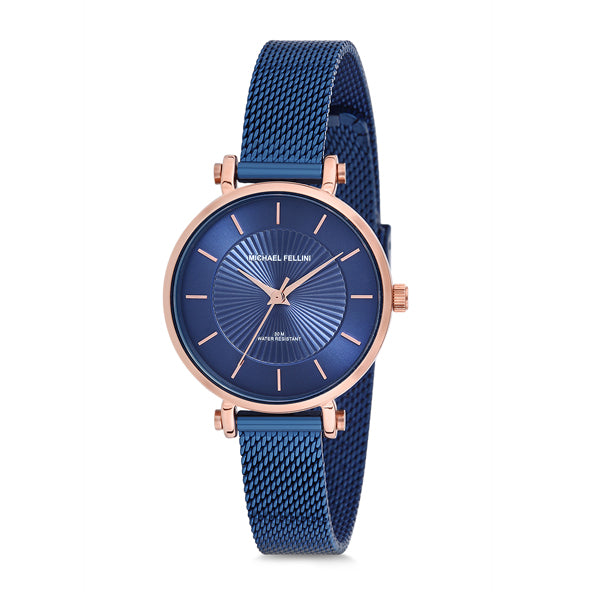 Michael Fellini Blue Mesh Bracelet Blue Dial Quartz Watch for Ladies - MF2169-5