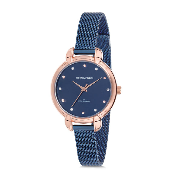 Michael Fellini Blue Mesh Bracelet Blue Dial Quartz Watch for Ladies - MF2170-4