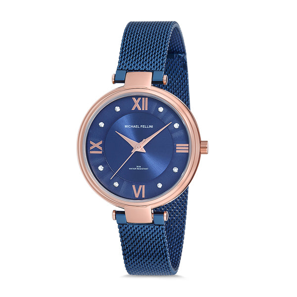 Michael Fellini Blue Mesh Bracelet Blue Dial Quartz Watch for Ladies - MF2174-5