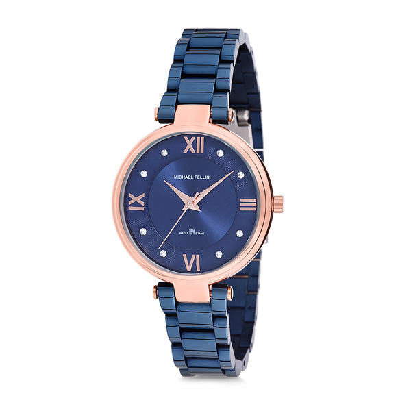 Michael Fellini Blue Stainless Steel Blue Dial Quartz Watch for Ladies - MF2175-5