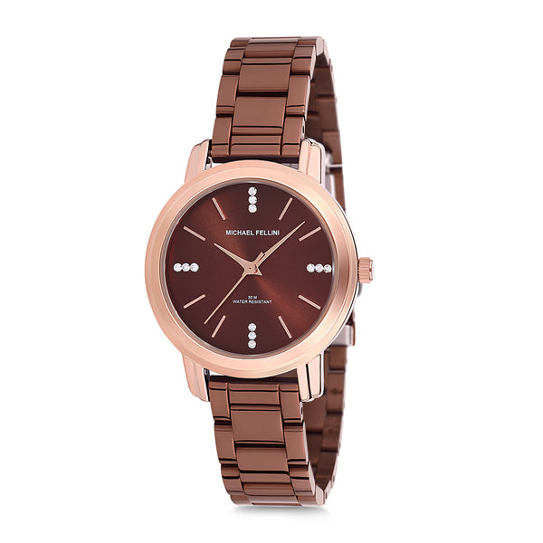 Michael Fellini Brown Stainless Steel Brown Dial Quartz Watch for Ladies - MF2176-5