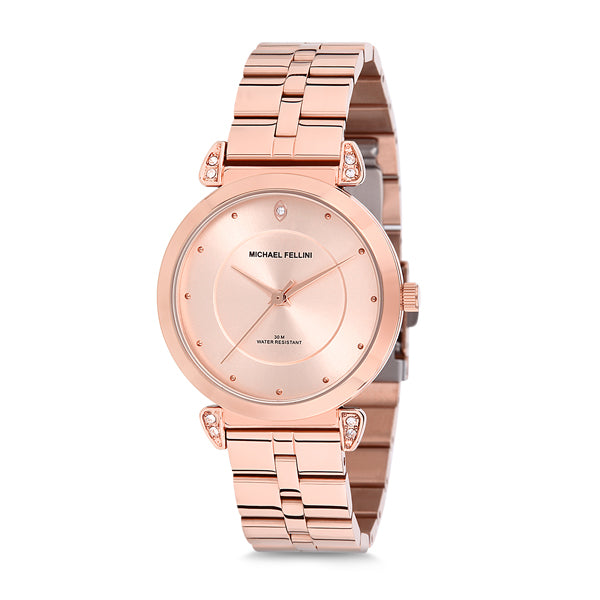Michael Fellini Rose Gold Stainless Steel Rose Gold Dial Quartz Watch for Ladies - MF2177-5