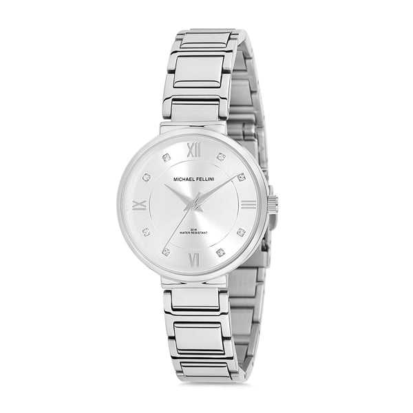 Michael Fellini Silver Stainless Steel Silver Dial Quartz Watch for Ladies - MF2179-1