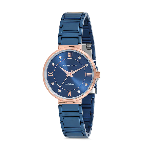 Michael Fellini Blue Stainless Steel Blue Dial Quartz Watch for Ladies - MF2179-5