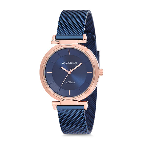 Michael Fellini Blue Mesh Bracelet Blue Dial Quartz Watch for Ladies - MF2182-4