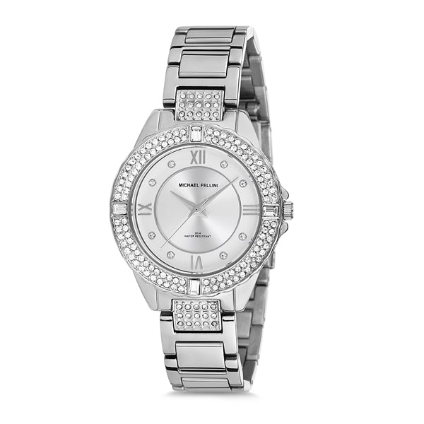 Michael Fellini Silver Stainless Steel Silver Dial Quartz Watch for Ladies - MF2189-1
