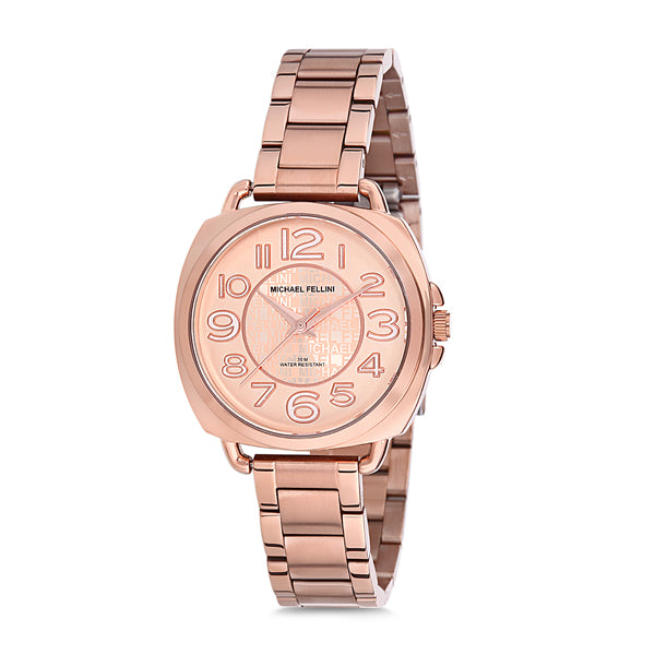 Michael Fellini Rose Gold Stainless Steel Rose Gold Dial Quartz Watch for Ladies - MF2196-3