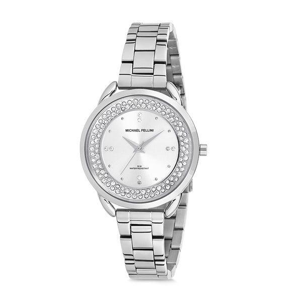 Michael Fellini Silver Stainless Steel Silver Dial Quartz Watch for Ladies - MF2199-1