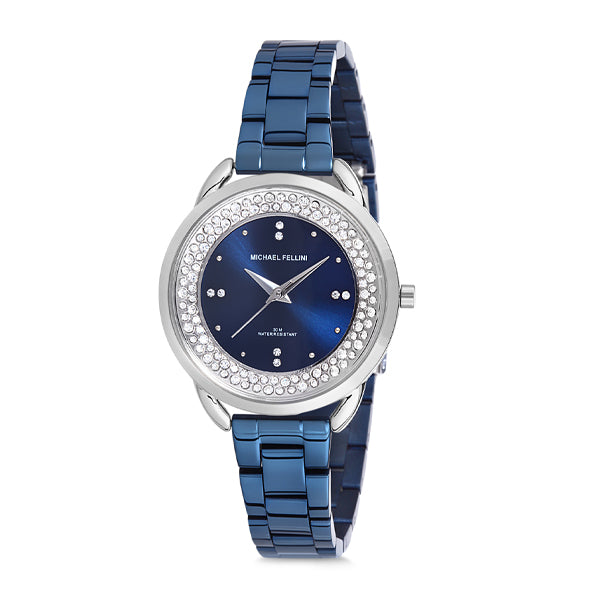 Michael Fellini Blue Stainless Steel Blue Dial Quartz Watch for Ladies - MF2199-2