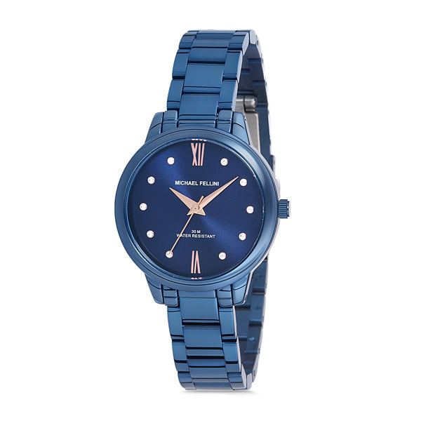 Michael Fellini Blue Stainless Steel Blue Dial Quartz Watch for Ladies - MF2203-4
