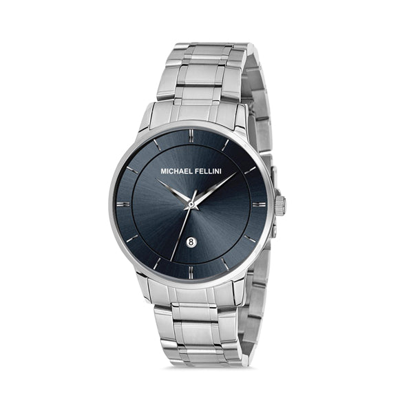 Michael Fellini Silver Stainless Steel Black Dial Quartz Watch for Gents - MF2217-2