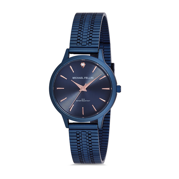 Michael Fellini Blue Stainless Steel Blue Dial Quartz Watch for Ladies - MF2220-4