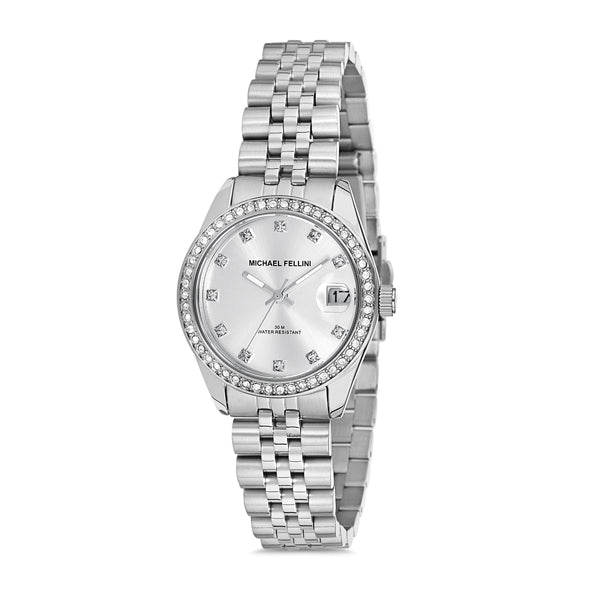 Michael Fellini Silver Stainless Steel Silver Dial Quartz Watch for Ladies - MF2223-1