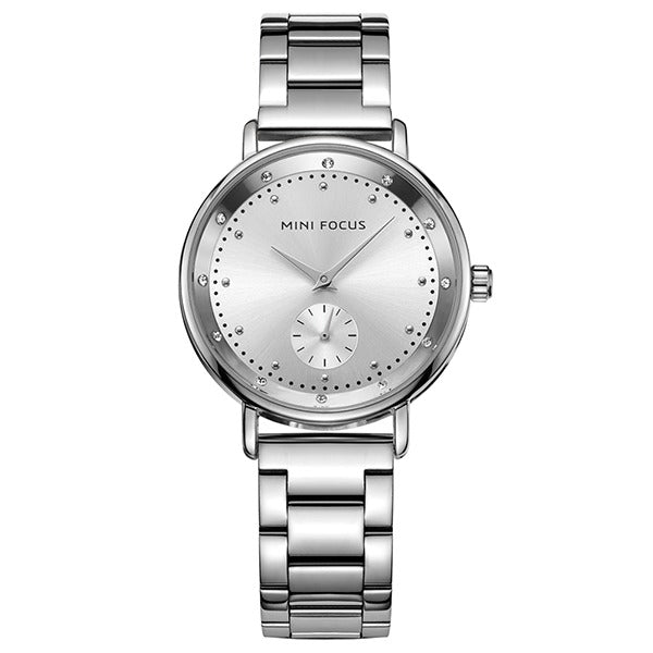 Mini Focus Silver Stainless Steel Silver Dial Quartz Watch for Ladies - MF0037L-02