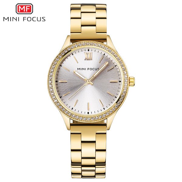 Mini Focus Gold Stainless Steel Silver Dial Quartz Watch for Ladies - MF0043L-01