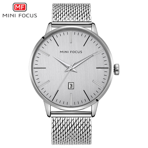 Mini Focus Silver Mesh Bracelet Silver Dial Quartz Watch for Gents - MF0115G-05