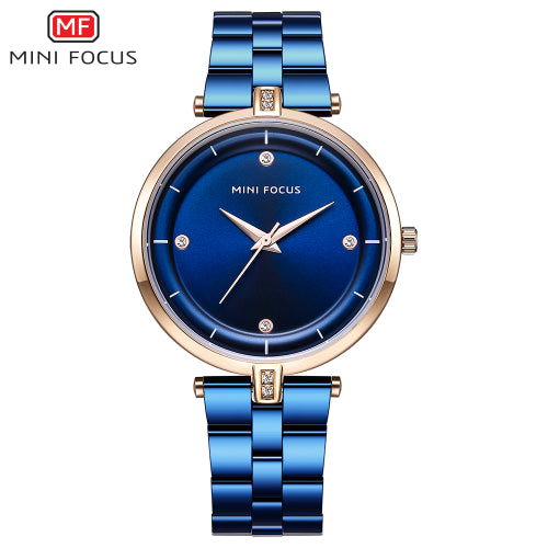 Mini Focus Blue Stainless Steel Blue Dial Quartz Watch for Ladies - MF0120L-03
