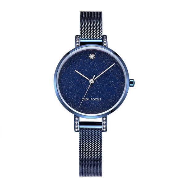 Mini Focus Blue Mesh Bracelet Blue Dial Quartz Watch for Ladies - MF0160L-03