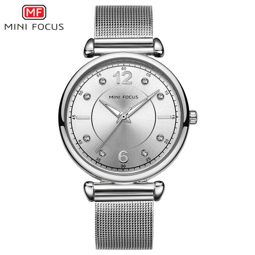 Mini Focus Silver Mesh Bracelet Silver Dial Quartz Watch for Ladies - MF0177L-05