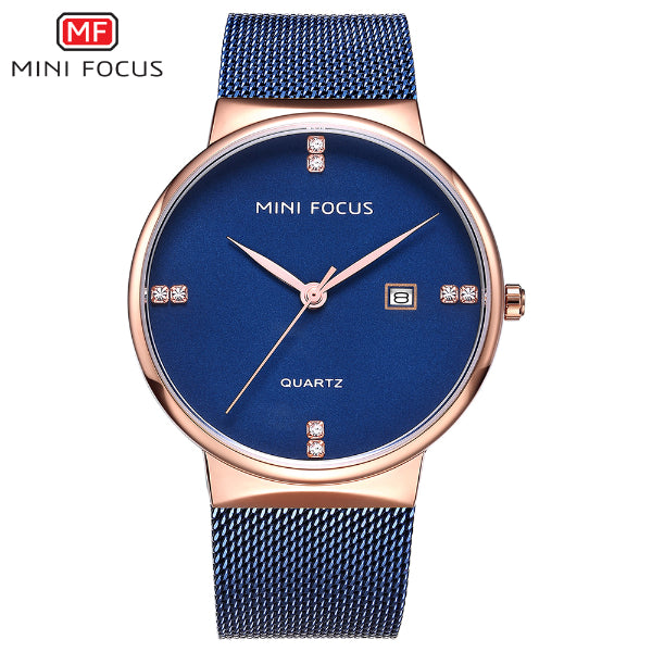 Mini Focus Blue Mesh Bracelet Blue Dial Quartz Watch for Gents - MF0181G-04