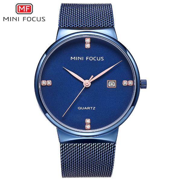 Mini Focus Blue Mesh Bracelet Blue Dial Quartz Watch for Gents - MF0181G-05