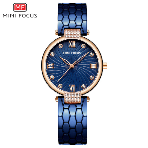 Mini Focus Blue Stainless Steel Blue Dial Quartz Watch for Ladies - MF0186L-02