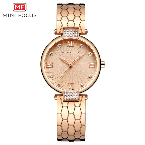 Mini Focus Rose Gold Stainless Steel Rose Gold Dial Quartz Watch for Ladies - MF0186L-04