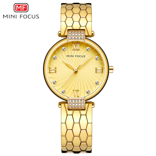 Mini Focus Gold Stainless Steel Gold Dial Quartz Watch for Ladies - MF0186L-05