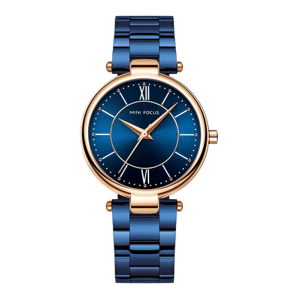 Mini Focus Blue Stainless Steel Blue Dial Quartz Watch for Ladies - MF0189L-02