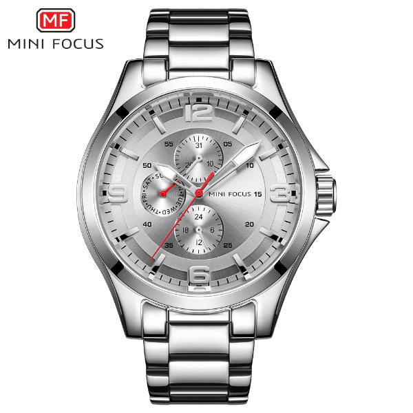 Mini Focus Silver Stainless Steel Silver Dial Quartz Watch for Gents - MF0199G-02