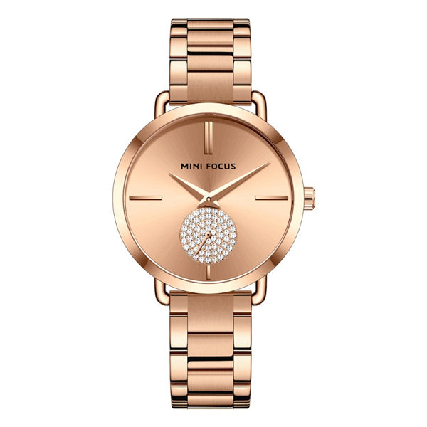 Mini Focus Rose Gold Stainless Steel Rose Gold Dial Quartz Watch for Ladies - MF0222L-03